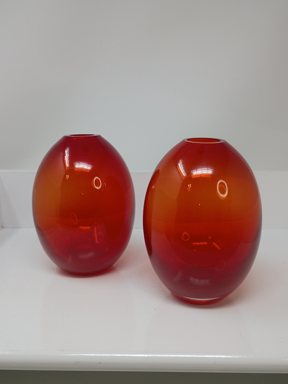 Red-Orange Gradient Glass Vase Pair - Sleek Decorative Vases